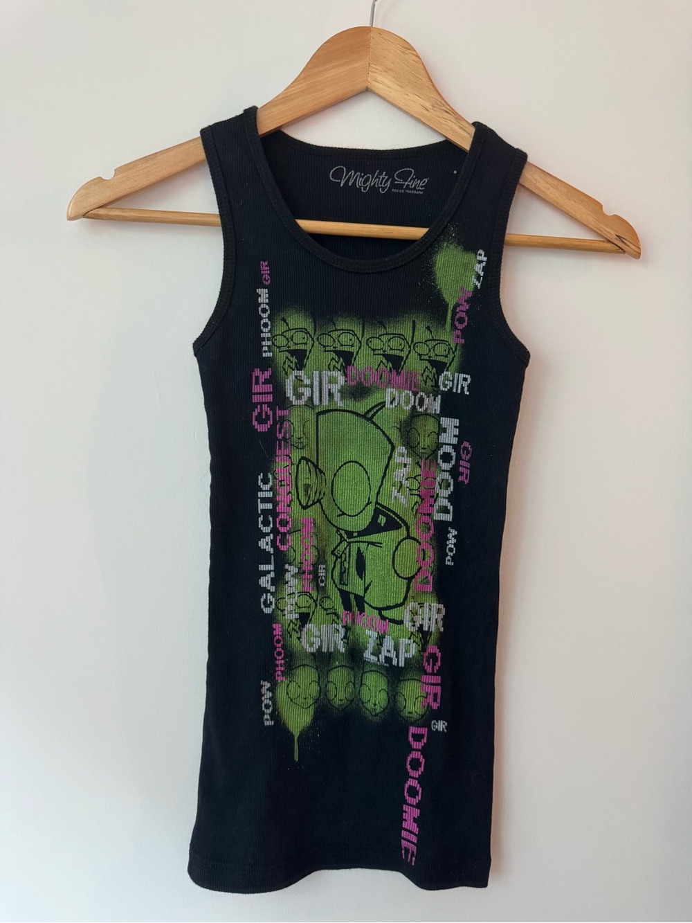 VTG Y2K Mighty Fine Invader Zim GIR Doom Ribbed Tank Top Small